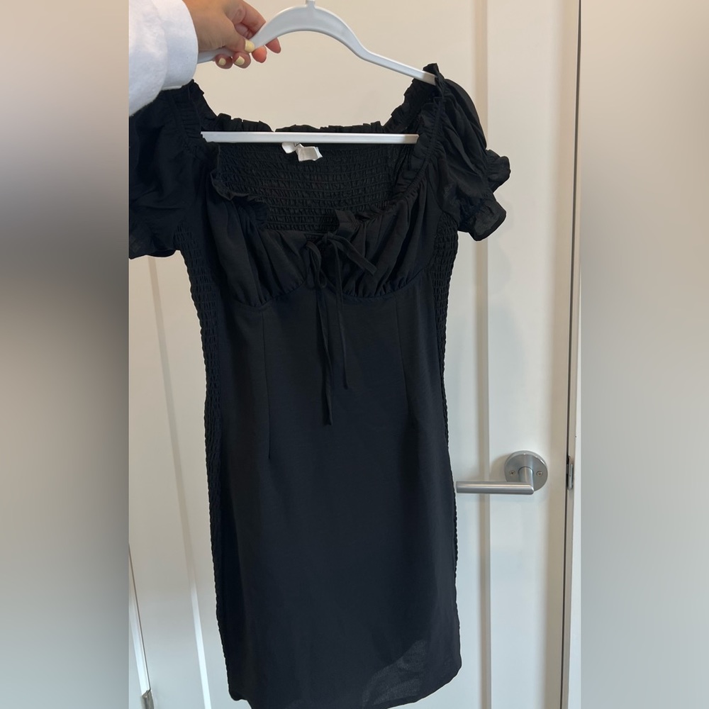 Black Ruffle Sleeve Mini Dress